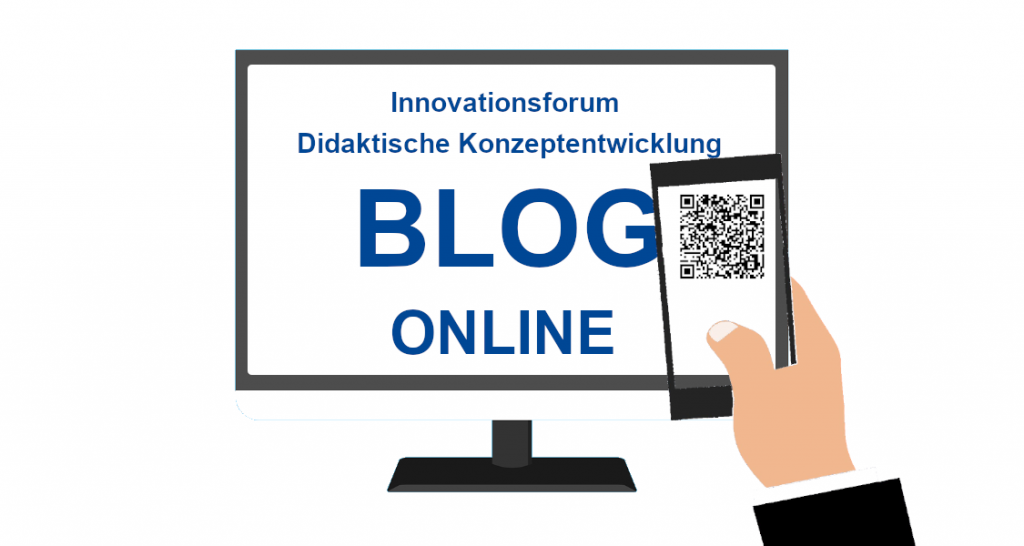 Monitor mit QR Code zum Blog des Innovationsforums Didaktische Konzeptentwicklung