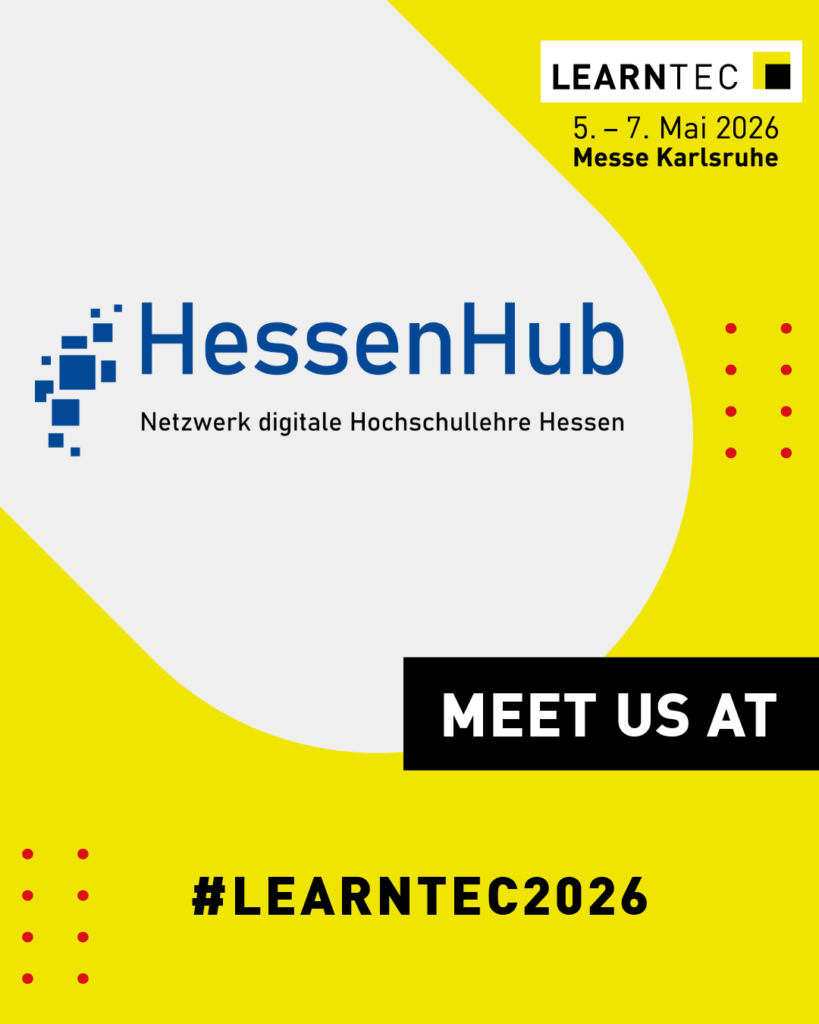 Info-Grafik: HessenHub-Logo. Slogan "Meet us at #LEARNTEC"