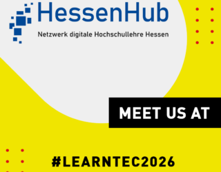 Info-Grafik: HessenHub-Logo. Slogan "Meet us at #LEARNTEC"